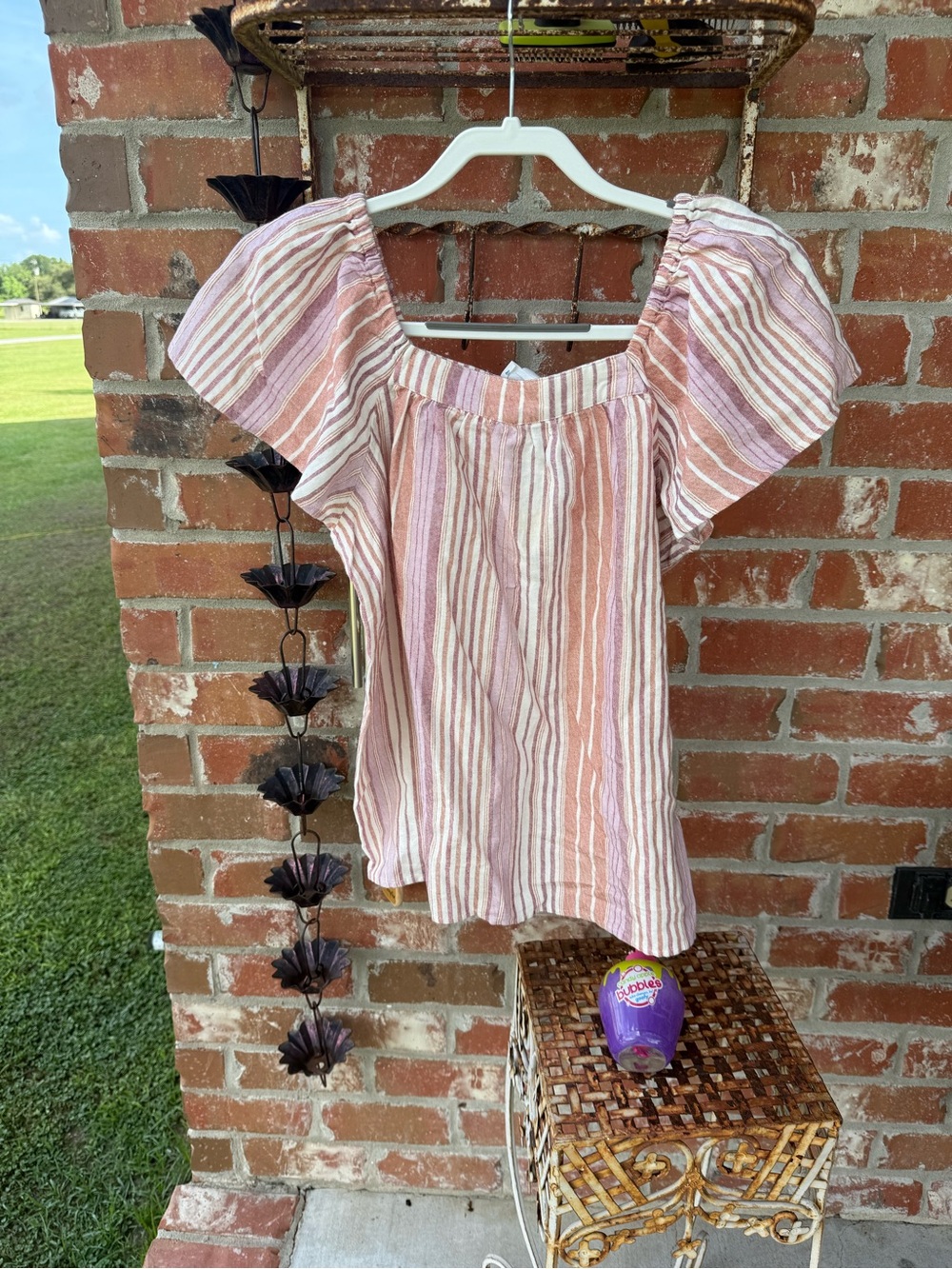 Striped Women’s Top in Pink and Cream